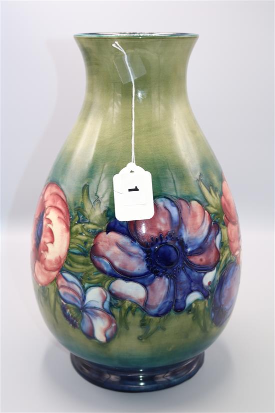 Moorcroft large Anemones pattern baluster vase (neck restored)